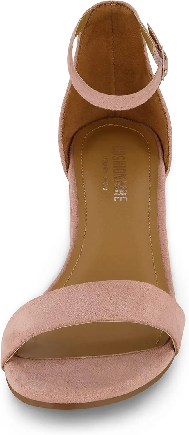 CUSHIONAIRE Women's Alba one band mid block heel sandal  Memory Foam, Wide Widths Available
