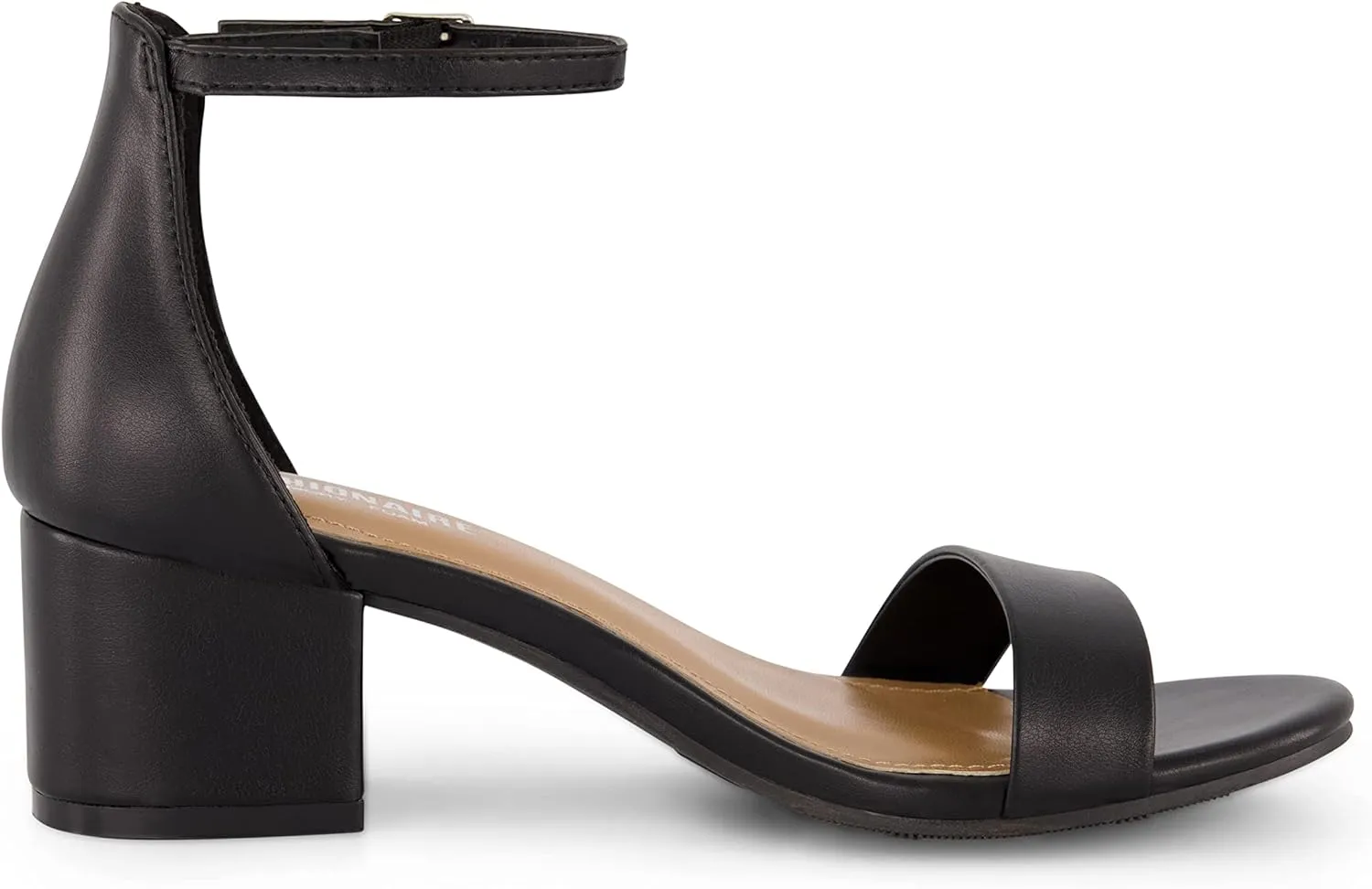 CUSHIONAIRE Women's Alba one band mid block heel sandal  Memory Foam, Wide Widths Available