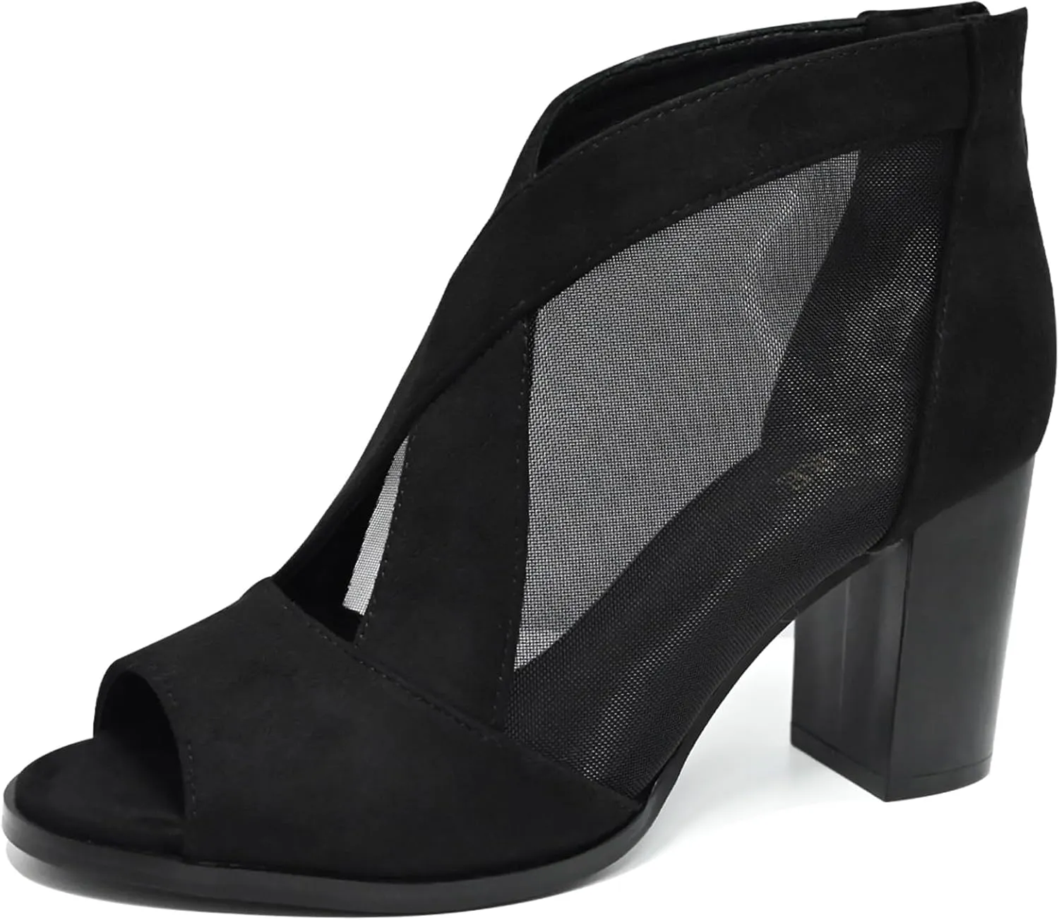 Cut Out Mesh Sandals High Block Heels Peep Toe Summer Ankle Boots
