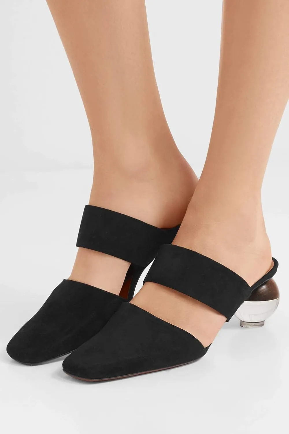 Divanne Pumps for Women, Clear Heel Sandals Square Toe Slingback Pumps Slip On Mule Sandals