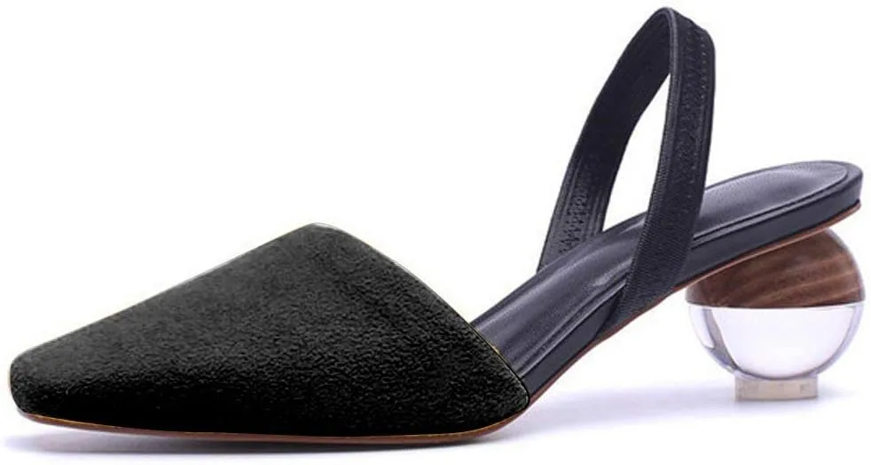 Divanne Pumps for Women, Clear Heel Sandals Square Toe Slingback Pumps Slip On Mule Sandals