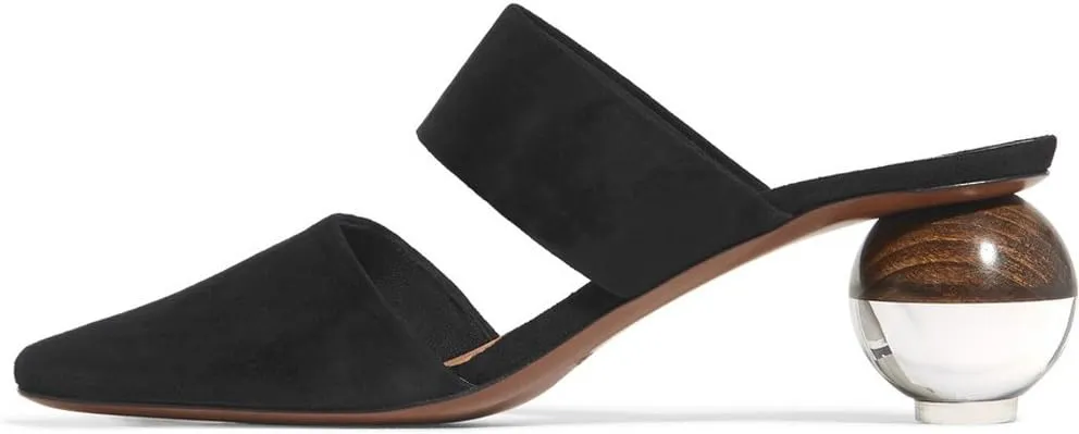 Divanne Pumps for Women, Clear Heel Sandals Square Toe Slingback Pumps Slip On Mule Sandals