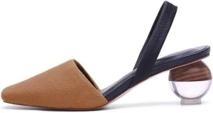 Divanne Pumps for Women, Clear Heel Sandals Square Toe Slingback Pumps Slip On Mule Sandals