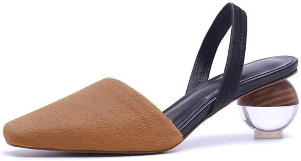 Divanne Pumps for Women, Clear Heel Sandals Square Toe Slingback Pumps Slip On Mule Sandals