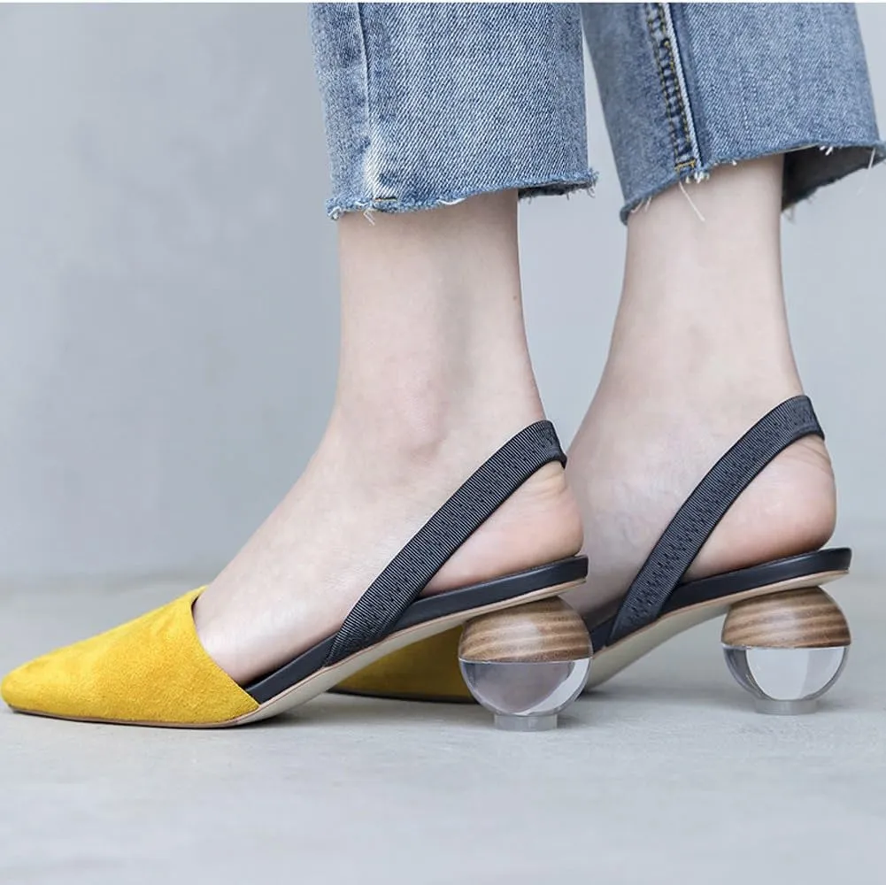 Divanne Pumps for Women, Clear Heel Sandals Square Toe Slingback Pumps Slip On Mule Sandals