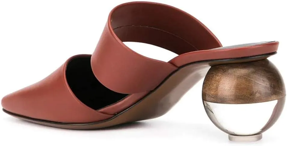 Divanne Pumps for Women, Clear Heel Sandals Square Toe Slingback Pumps Slip On Mule Sandals