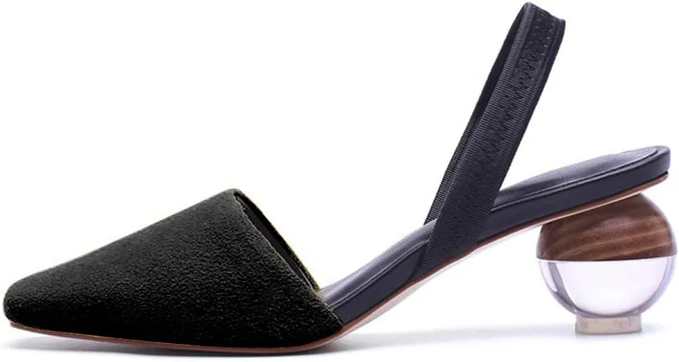 Divanne Pumps for Women, Clear Heel Sandals Square Toe Slingback Pumps Slip On Mule Sandals