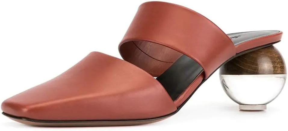 Divanne Pumps for Women, Clear Heel Sandals Square Toe Slingback Pumps Slip On Mule Sandals