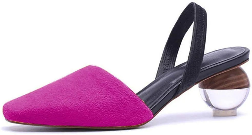 Divanne Pumps for Women, Clear Heel Sandals Square Toe Slingback Pumps Slip On Mule Sandals