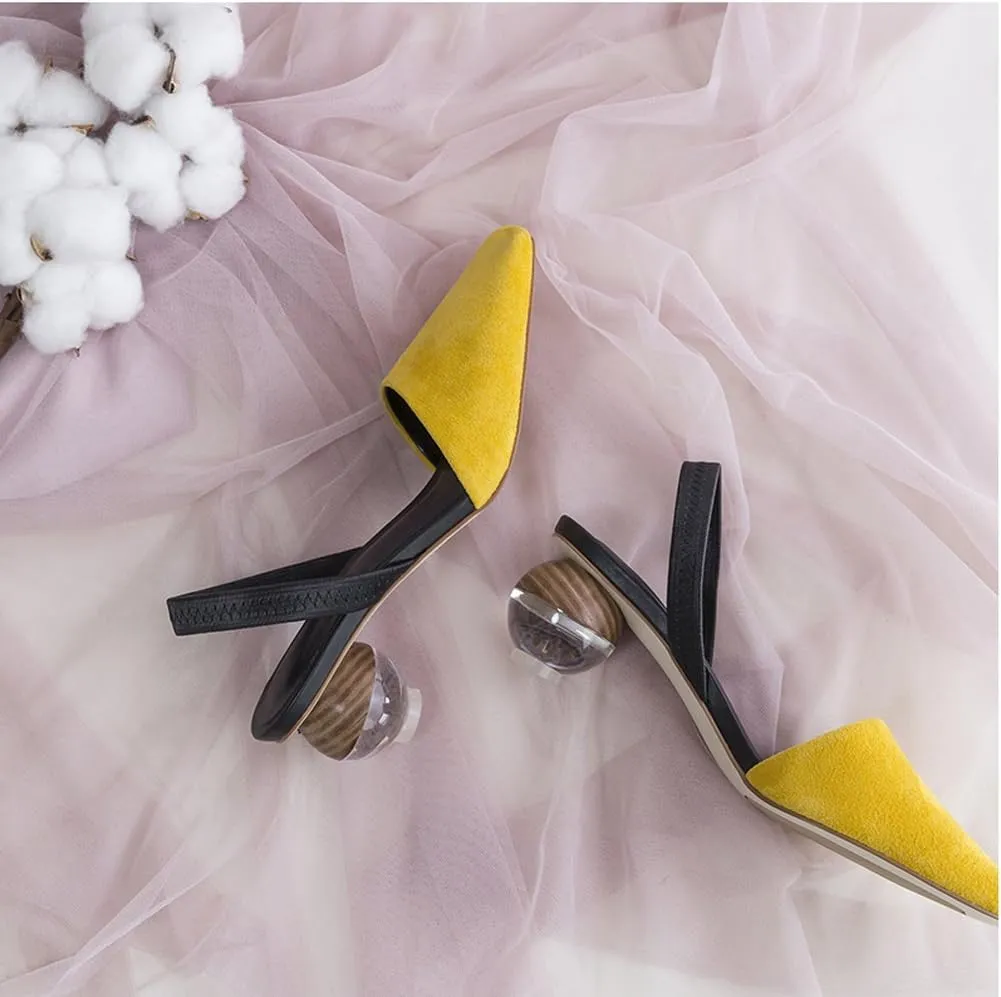 Divanne Pumps for Women, Clear Heel Sandals Square Toe Slingback Pumps Slip On Mule Sandals