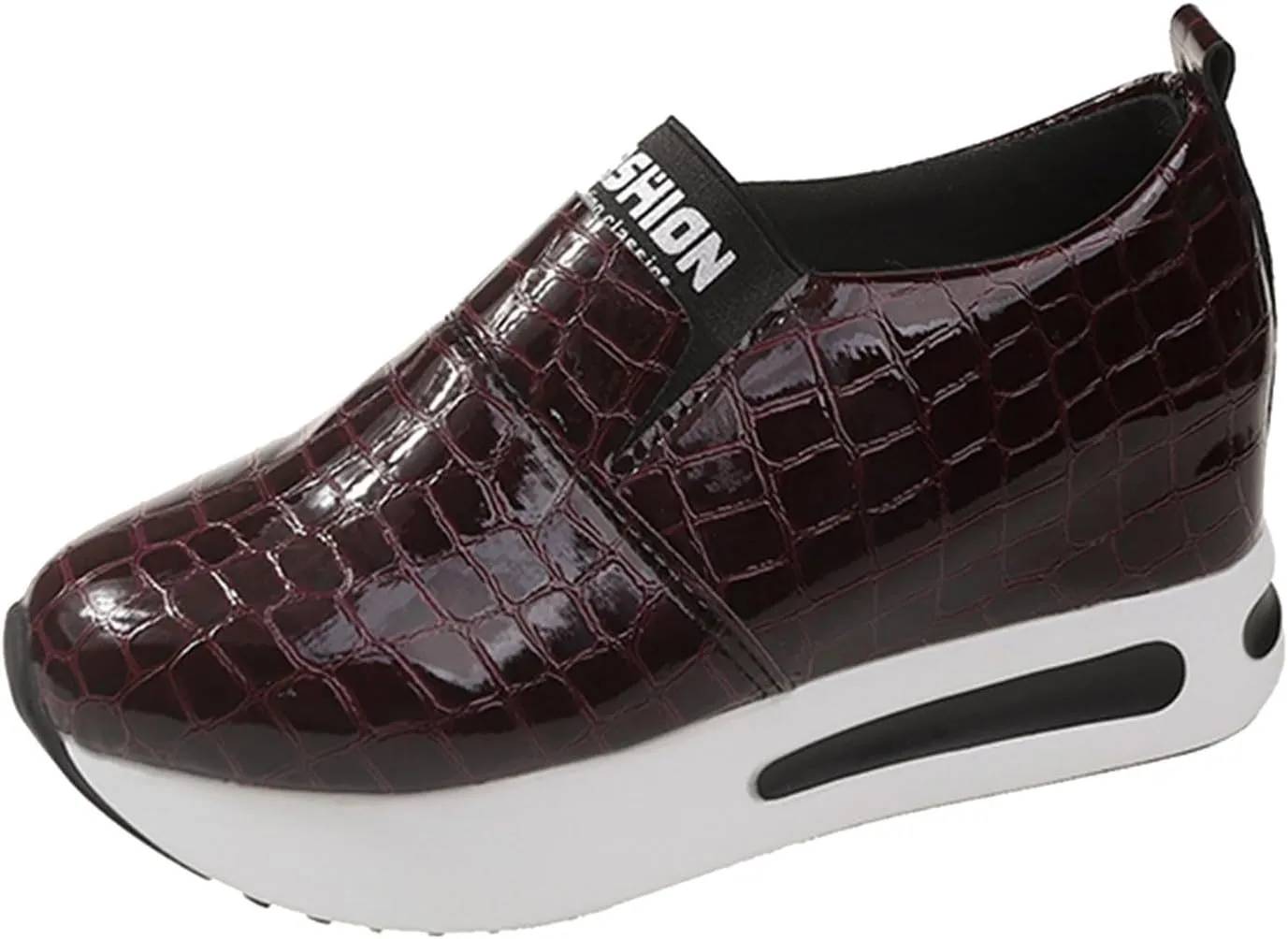 DIYCAM Snakeskin Platform Sneakers for Women Round Toe Slip On Classic Wedge Heel Loafers Sneaker Comfortable Work Casual Shoes 2024
