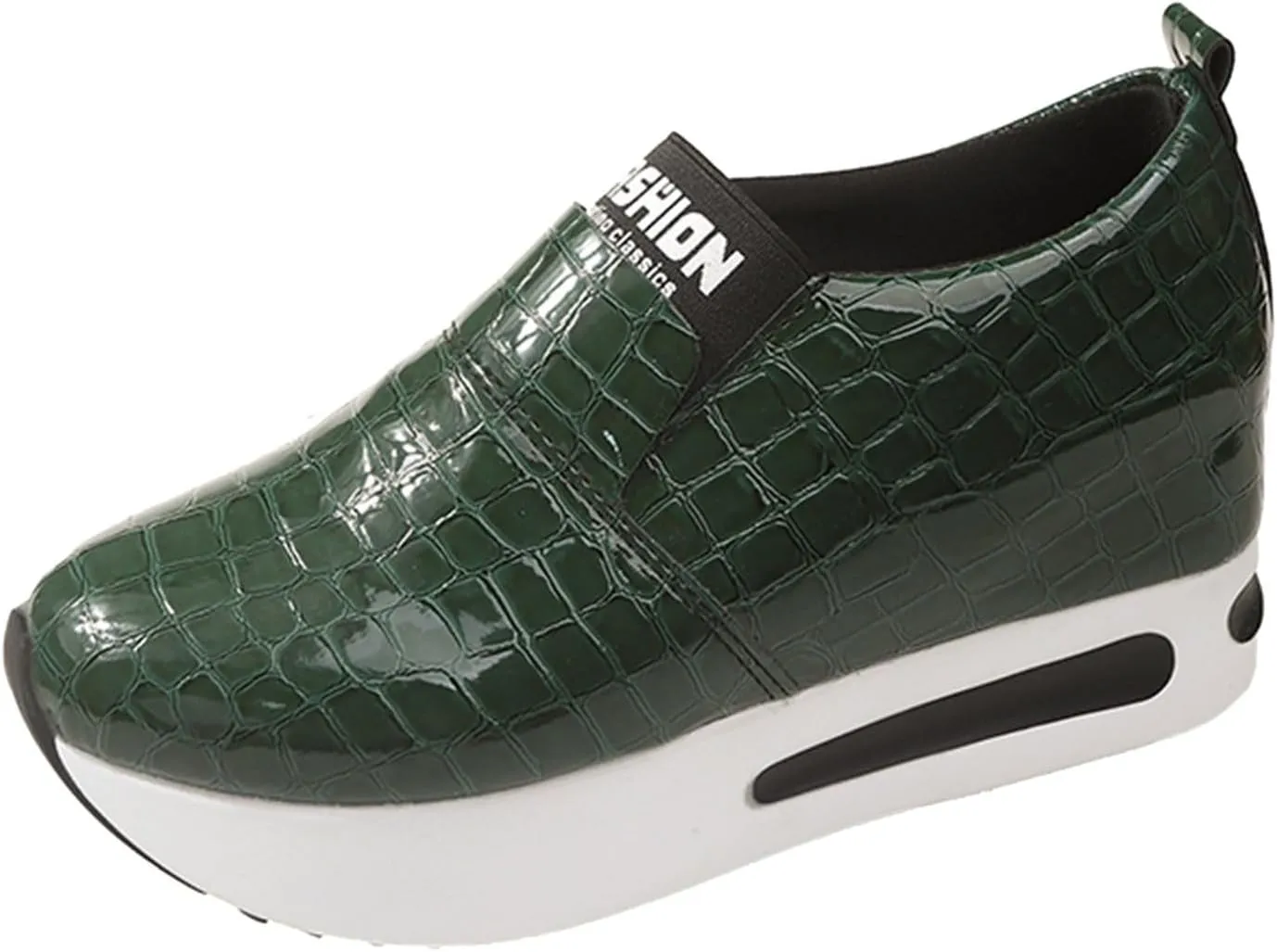 DIYCAM Snakeskin Platform Sneakers for Women Round Toe Slip On Classic Wedge Heel Loafers Sneaker Comfortable Work Casual Shoes 2024