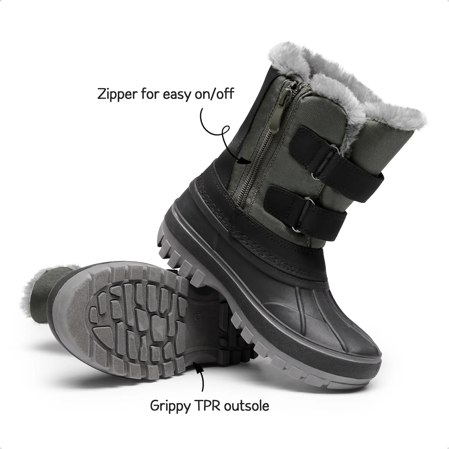 DREAM PAIRS Boys Girls Snow Boots Water-Resistant Outdoor Sport Warm Cozy Anti-Slip Cute Ankle Winter Shoes for Toddler/Little/Big Kid