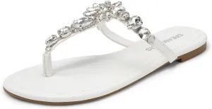 DREAM PAIRS Flip Flops for Women Dressy Rhinestone T-Strap Thong Sandals for Summers Dress Beach