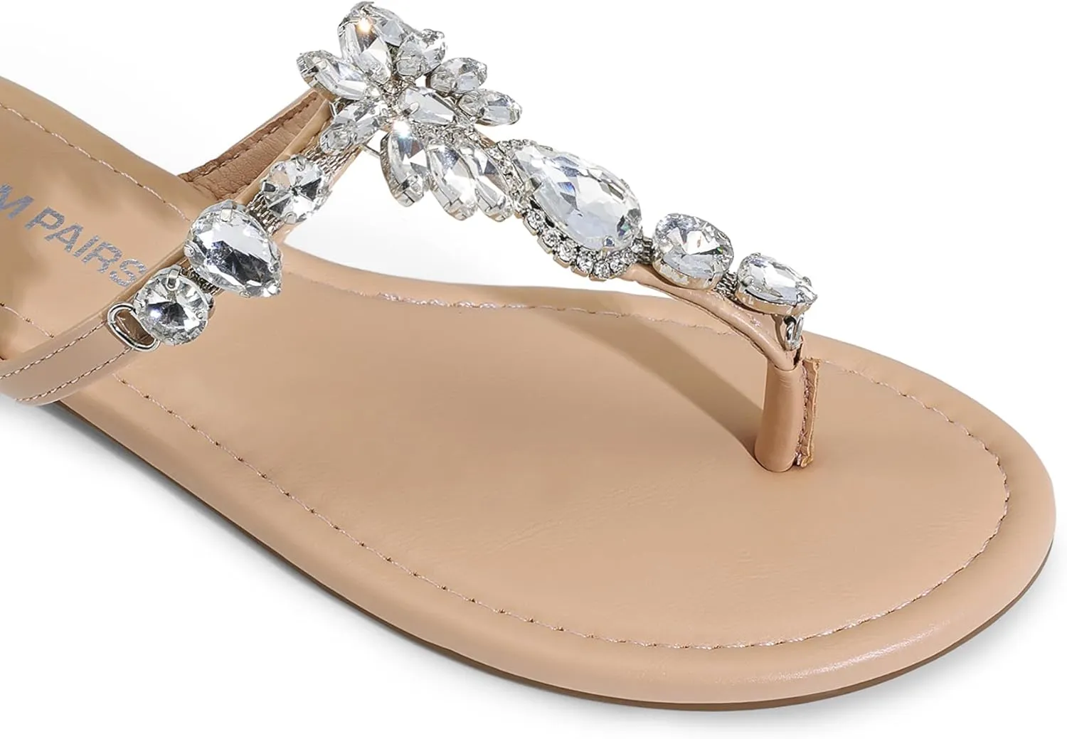 DREAM PAIRS Flip Flops for Women Dressy Rhinestone T-Strap Thong Sandals for Summers Dress Beach