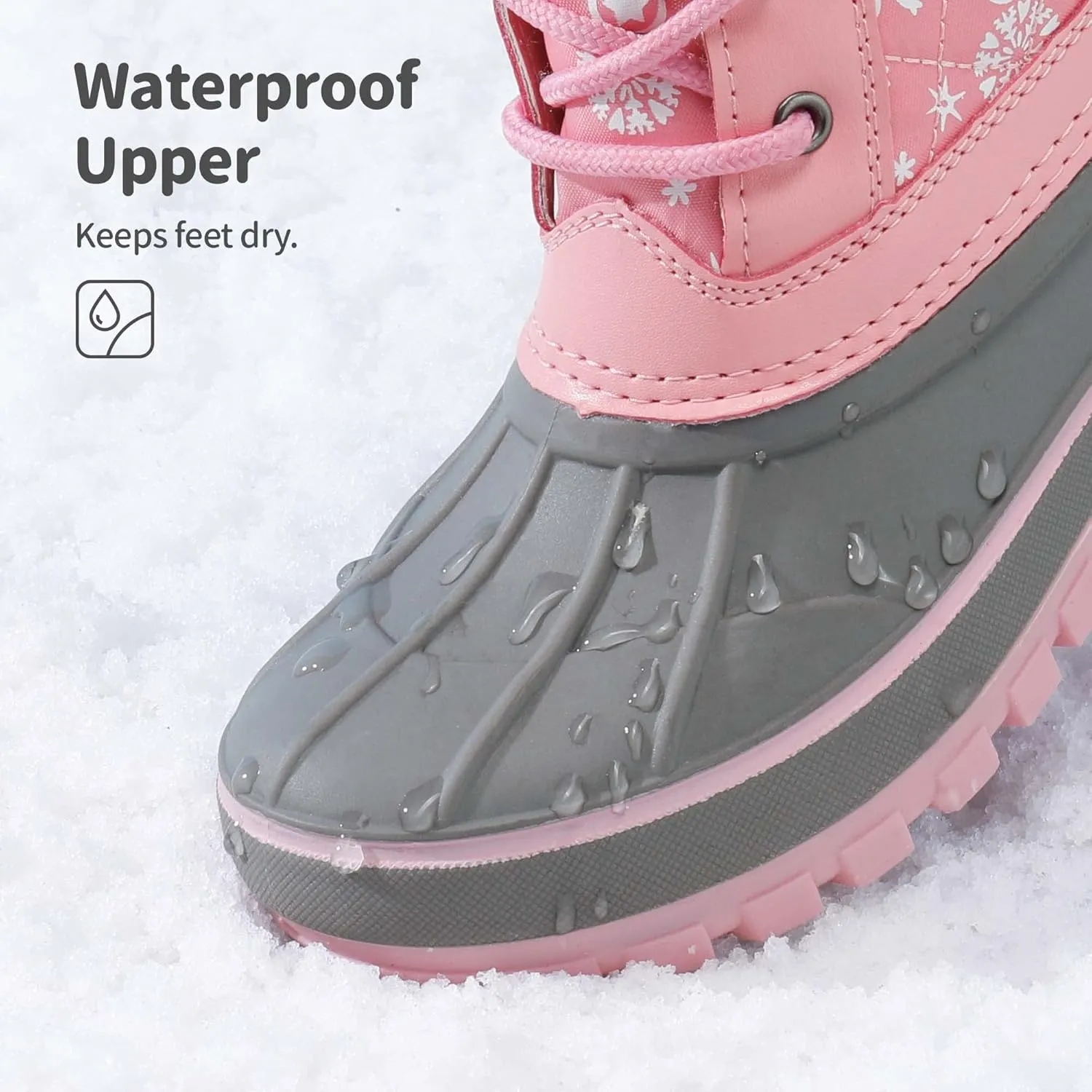 DREAM PAIRS Girls Boys Snow Boots Water-Resistant Outdoor Warm Cozy Anti-Slip Mid Calf Faux Fur Lining Winter Shoes for Little/Big Kids