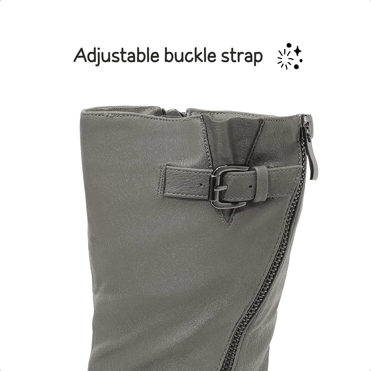 DREAM PAIRS Girls Buckle Zipper Knee High Winter Boots
