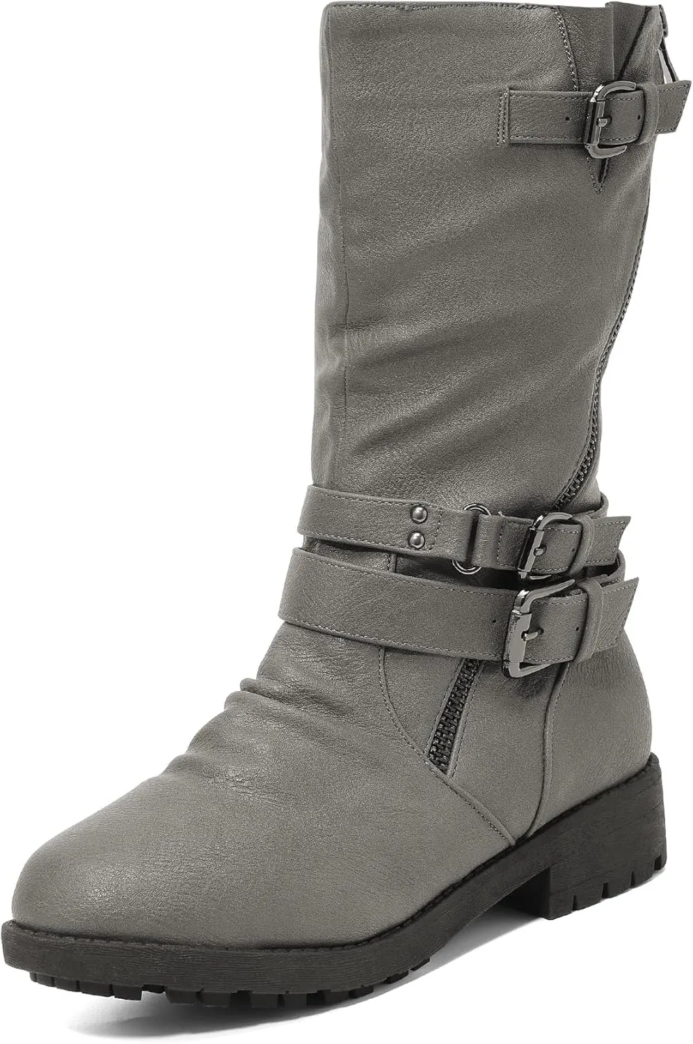 DREAM PAIRS Girls Buckle Zipper Knee High Winter Boots