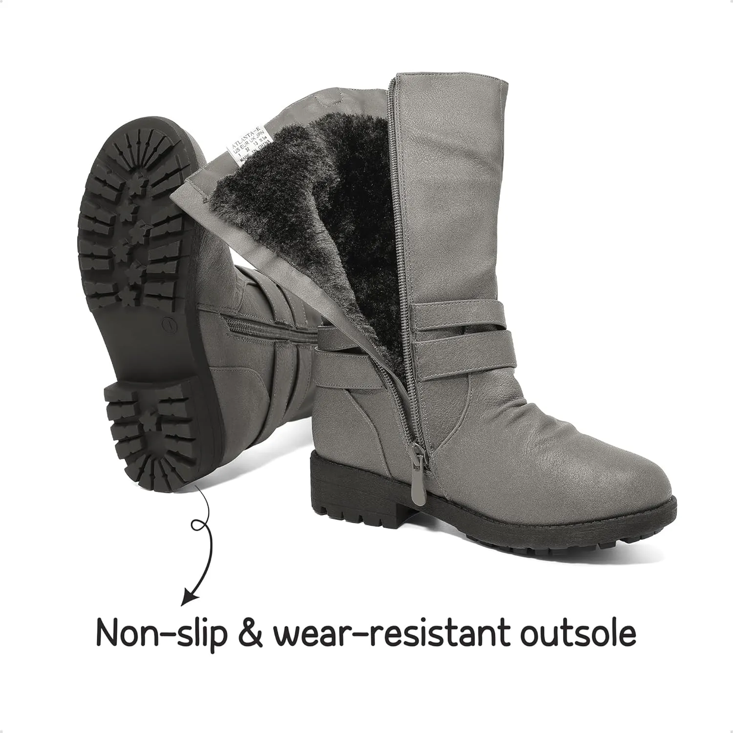 DREAM PAIRS Girls Buckle Zipper Knee High Winter Boots