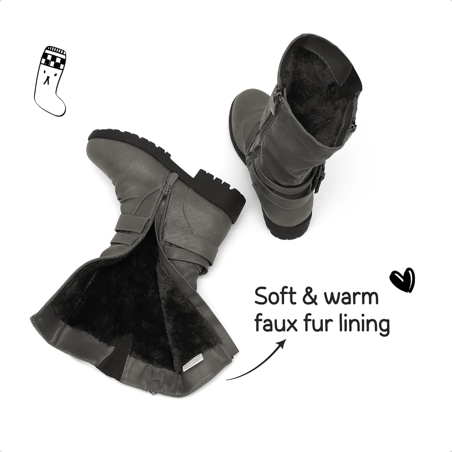 DREAM PAIRS Girls Buckle Zipper Knee High Winter Boots