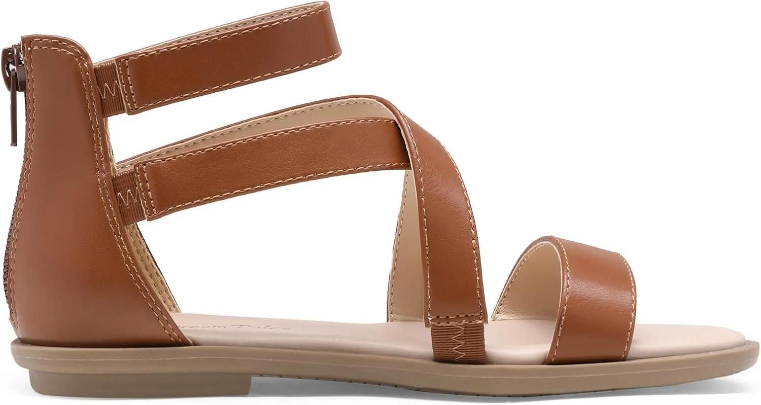 DREAM PAIRS Girls Gladiator Sandals with Zipper Strappy Sandals Toddler/Little Kid/Big Kid