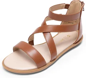 DREAM PAIRS Girls Gladiator Sandals with Zipper Strappy Sandals Toddler/Little Kid/Big Kid