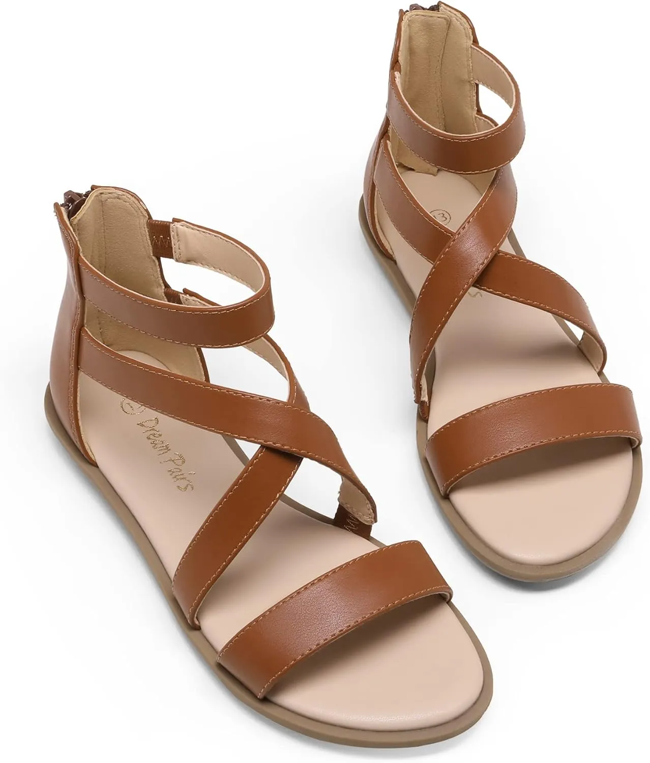 DREAM PAIRS Girls Gladiator Sandals with Zipper Strappy Sandals Toddler/Little Kid/Big Kid