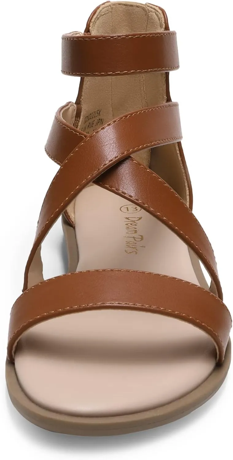 DREAM PAIRS Girls Gladiator Sandals with Zipper Strappy Sandals Toddler/Little Kid/Big Kid