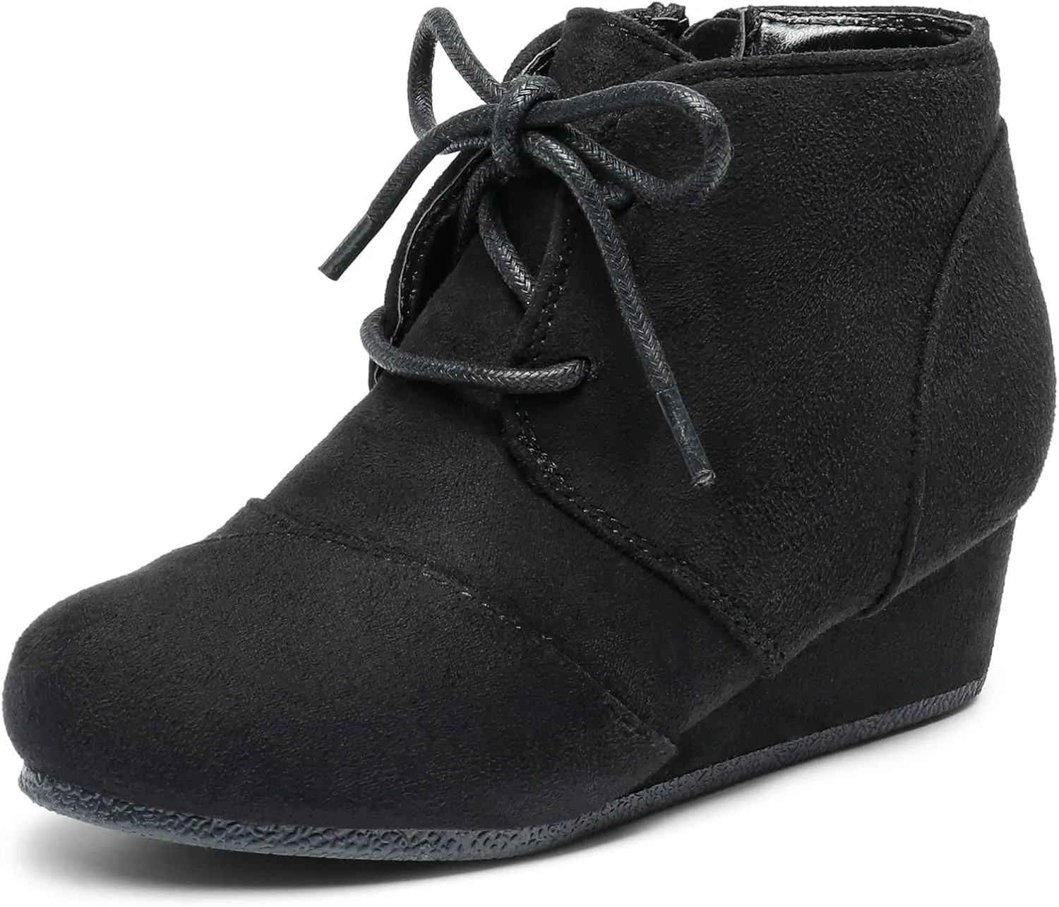 DREAM PAIRS Girls Low Wedge Heel Booties Side Zipper Ankle Boots Toddler/Little Kid/Big Kid