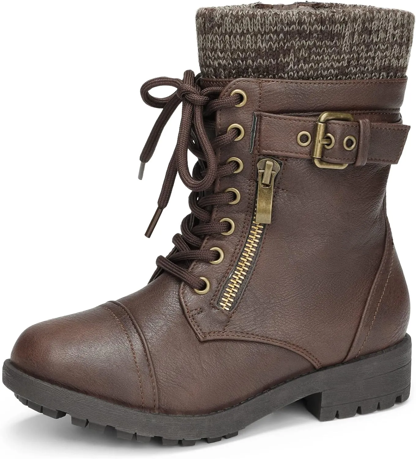 DREAM PAIRS Girl's Mid Calf Combat Ankle Lace up Boots