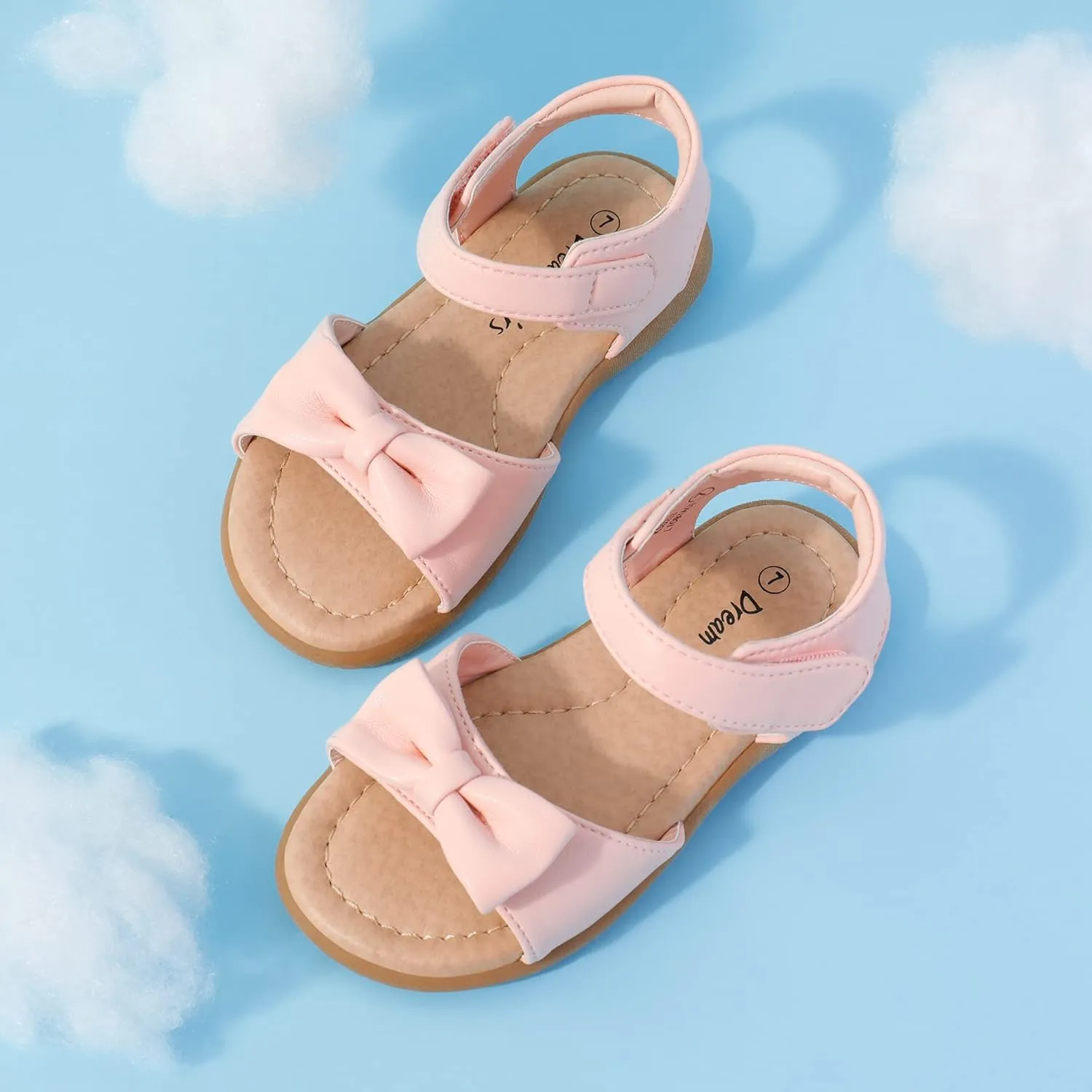 DREAM PAIRS Girls Sandals Fashion Bow Summer Shoes for Toddler/Little Kid