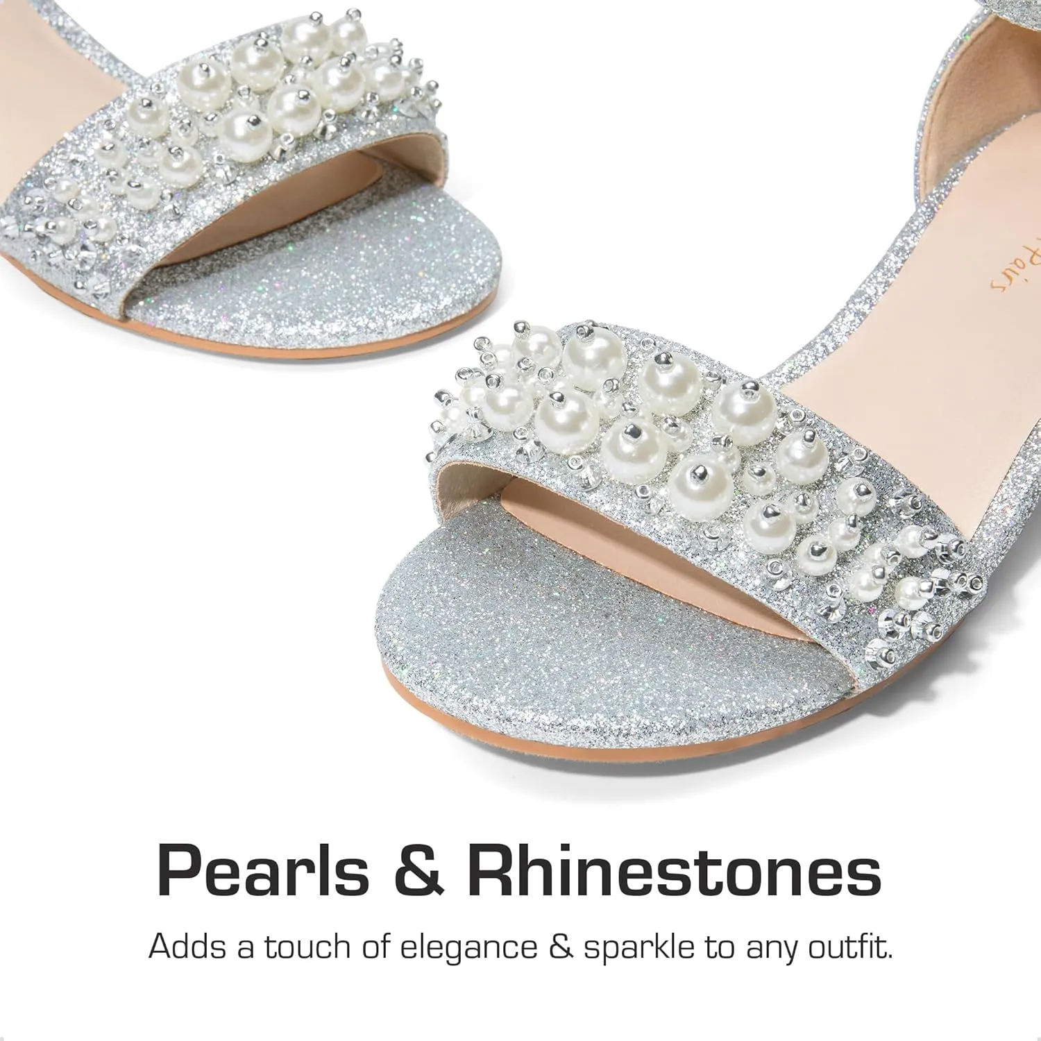 DREAM PAIRS Girls Sandals Low Heel Pump Ankle Strap Pearl Dress Flower Wedding Party Shoes for Little Kid/Big Kid