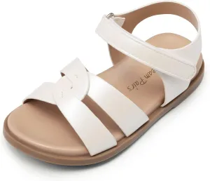 DREAM PAIRS Girls Sandals Open Toe Princess Flat Sandals Strappy Summer Shoes Toddler/Little Kid