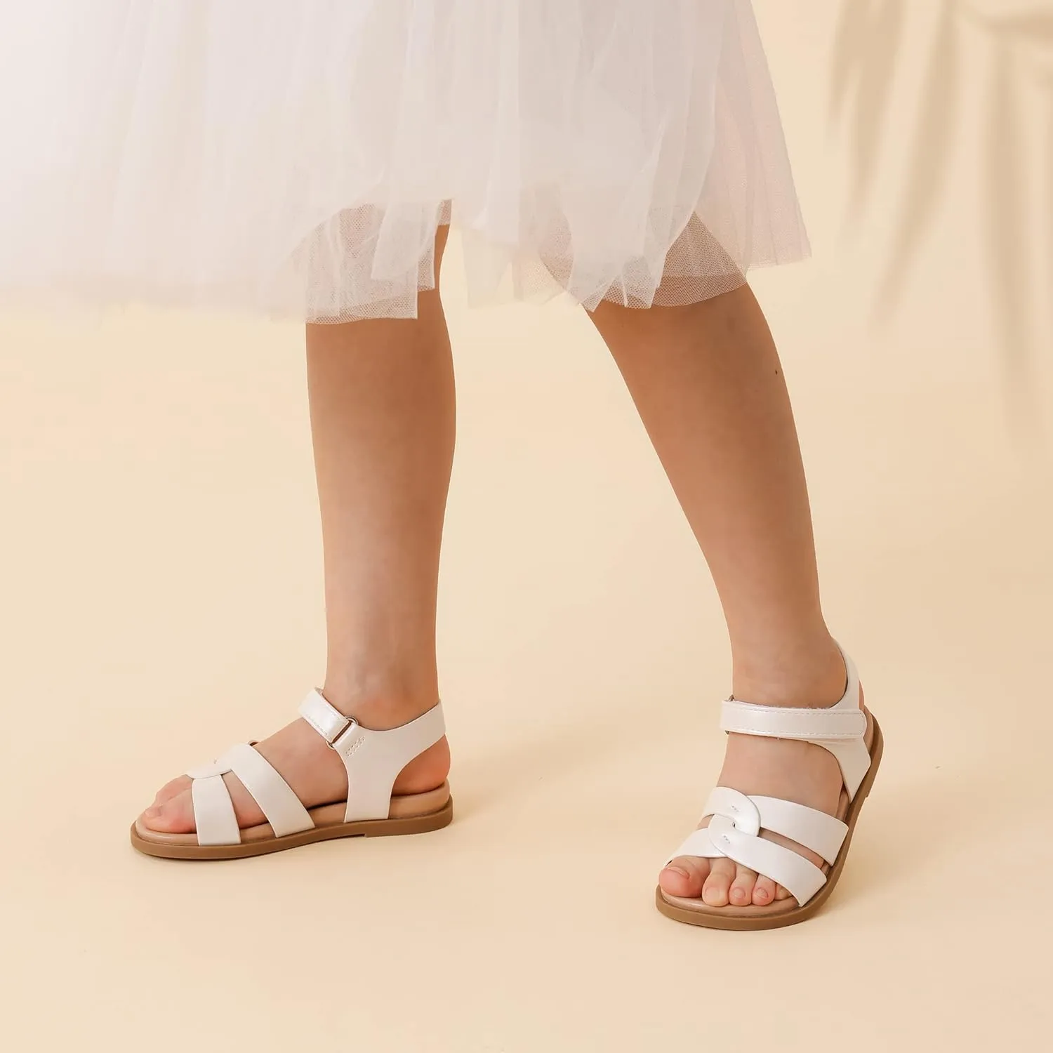 DREAM PAIRS Girls Sandals Open Toe Princess Flat Sandals Strappy Summer Shoes Toddler/Little Kid
