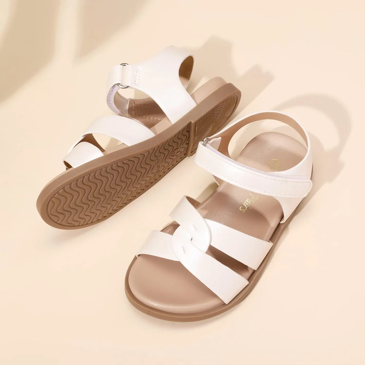 DREAM PAIRS Girls Sandals Open Toe Princess Flat Sandals Strappy Summer Shoes Toddler/Little Kid