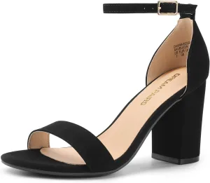 DREAM PAIRS Heels for Women Chunky Block Heel Open Toe Ankle Strap 3.5 Inch Heeled Sandals for Party Date Wedding