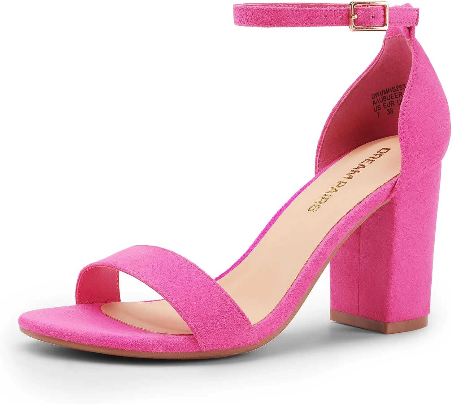 DREAM PAIRS Heels for Women Chunky Block Heel Open Toe Ankle Strap 3.5 Inch Heeled Sandals for Party Date Wedding