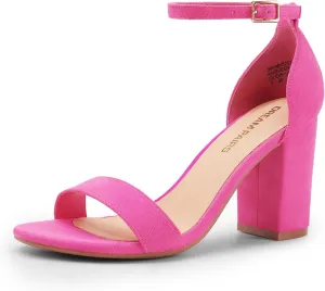 DREAM PAIRS Heels for Women Chunky Block Heel Open Toe Ankle Strap 3.5 Inch Heeled Sandals for Party Date Wedding