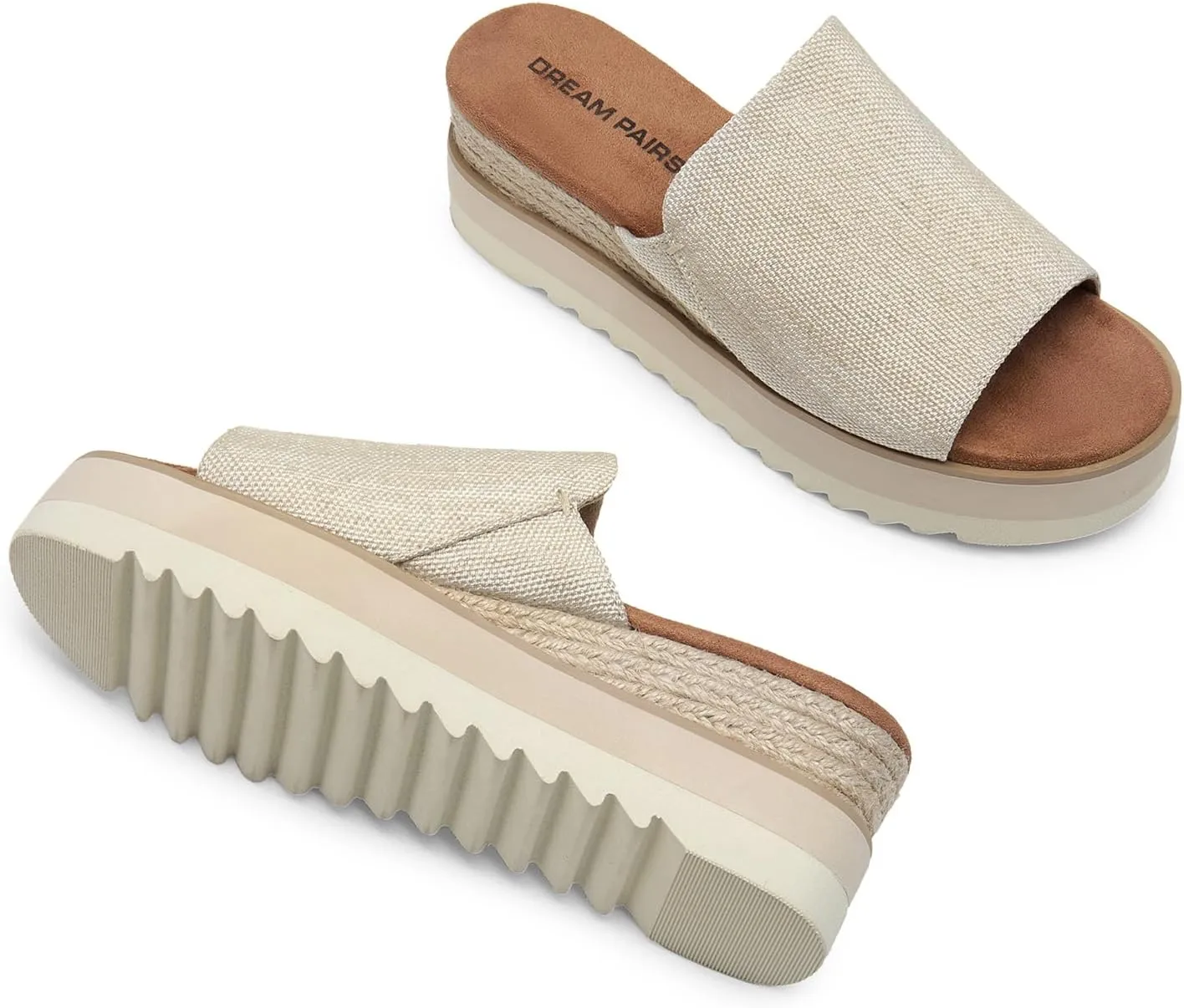 DREAM PAIRS Platform Sandals Women Slip-on Espadrille Bohemia Wedge Sandals, Comfort Dressy Summer Open Toe Canvas Slides for Women's Outdoor Walking Beach Vacation