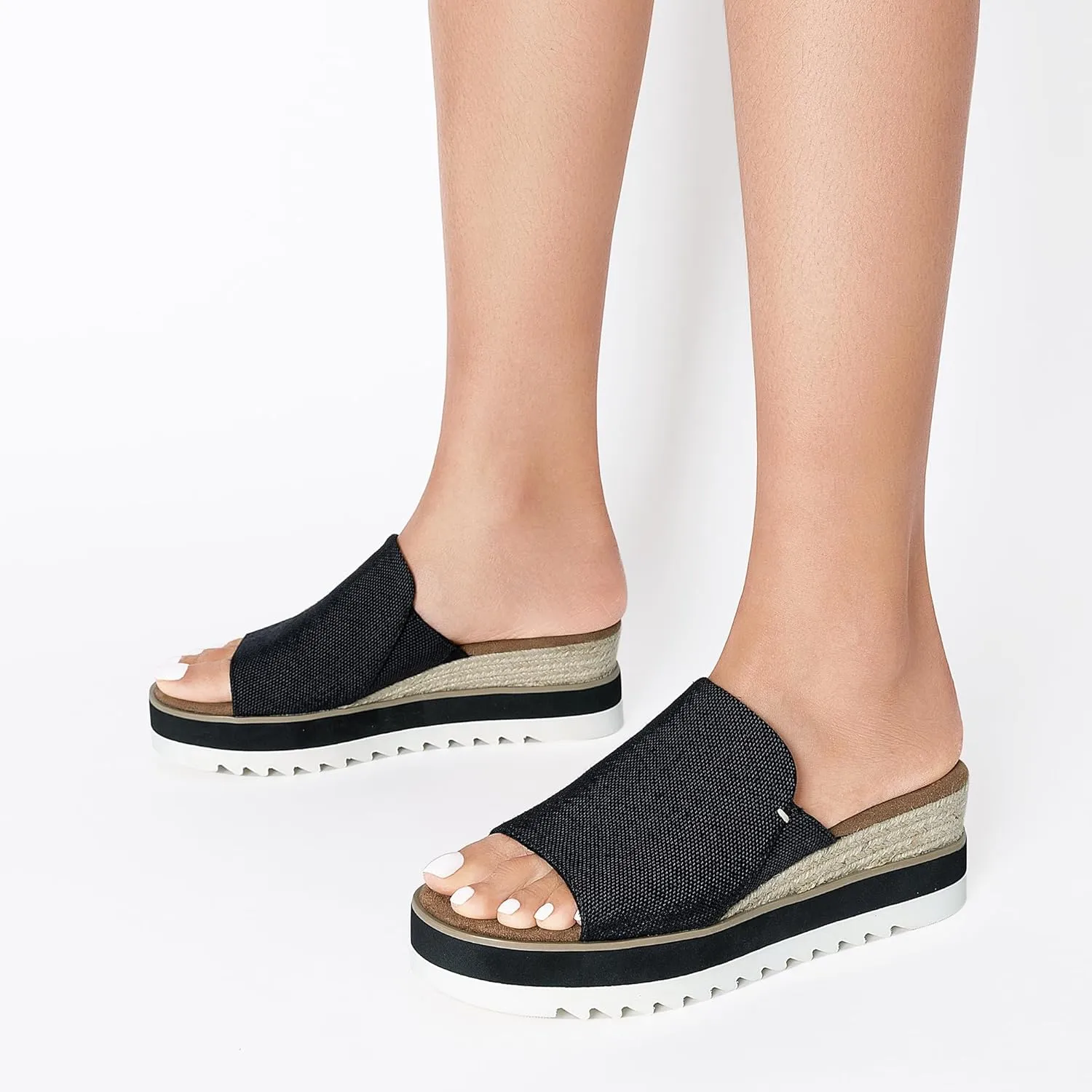 DREAM PAIRS Platform Sandals Women Slip-on Espadrille Bohemia Wedge Sandals, Comfort Dressy Summer Open Toe Canvas Slides for Women's Outdoor Walking Beach Vacation