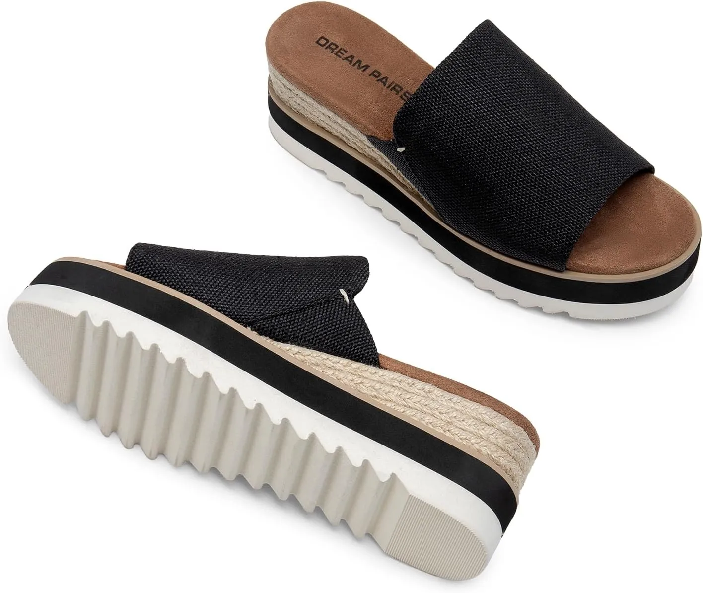 DREAM PAIRS Platform Sandals Women Slip-on Espadrille Bohemia Wedge Sandals, Comfort Dressy Summer Open Toe Canvas Slides for Women's Outdoor Walking Beach Vacation