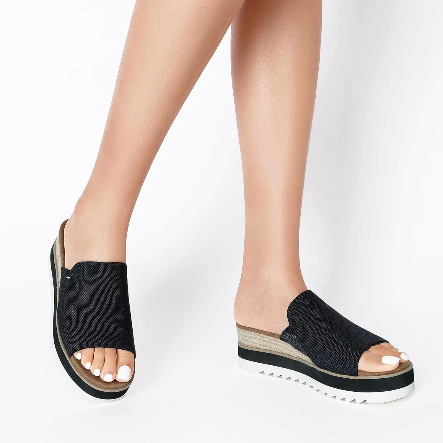 DREAM PAIRS Platform Sandals Women Slip-on Espadrille Bohemia Wedge Sandals, Comfort Dressy Summer Open Toe Canvas Slides for Women's Outdoor Walking Beach Vacation