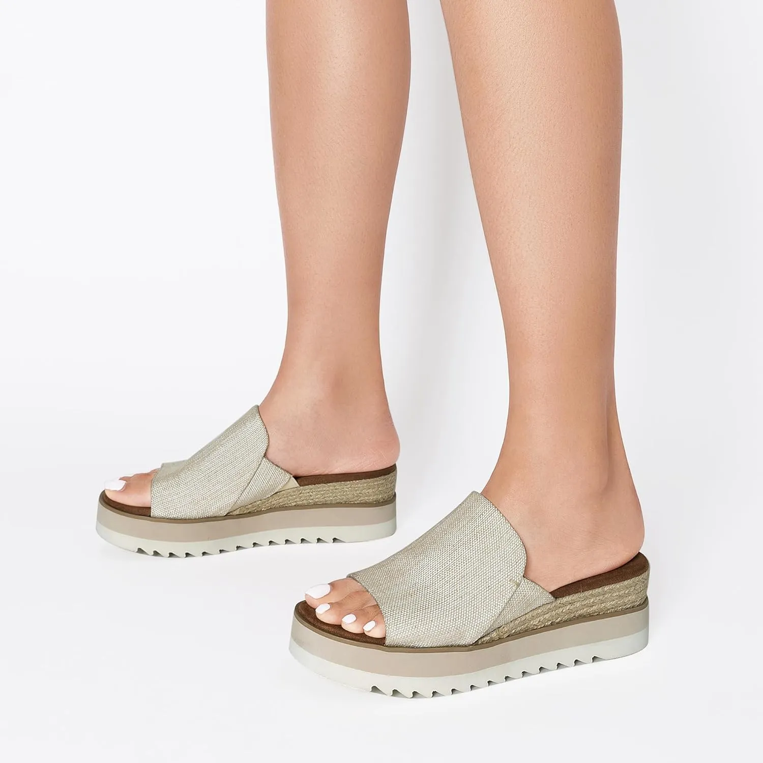 DREAM PAIRS Platform Sandals Women Slip-on Espadrille Bohemia Wedge Sandals, Comfort Dressy Summer Open Toe Canvas Slides for Women's Outdoor Walking Beach Vacation