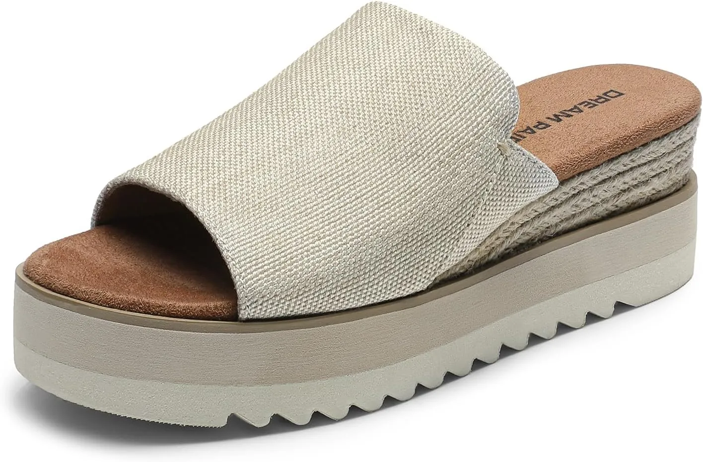 DREAM PAIRS Platform Sandals Women Slip-on Espadrille Bohemia Wedge Sandals, Comfort Dressy Summer Open Toe Canvas Slides for Women's Outdoor Walking Beach Vacation