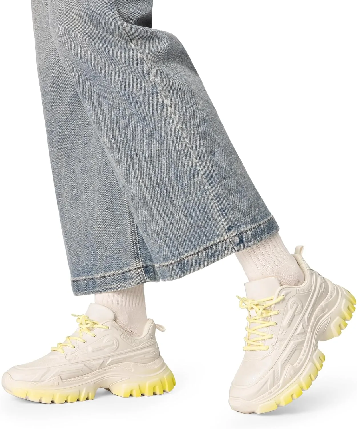 DREAM PAIRS Women Chunky Fashion Sneakers Platform Bold Lace-Up Comfortable Sneakers.