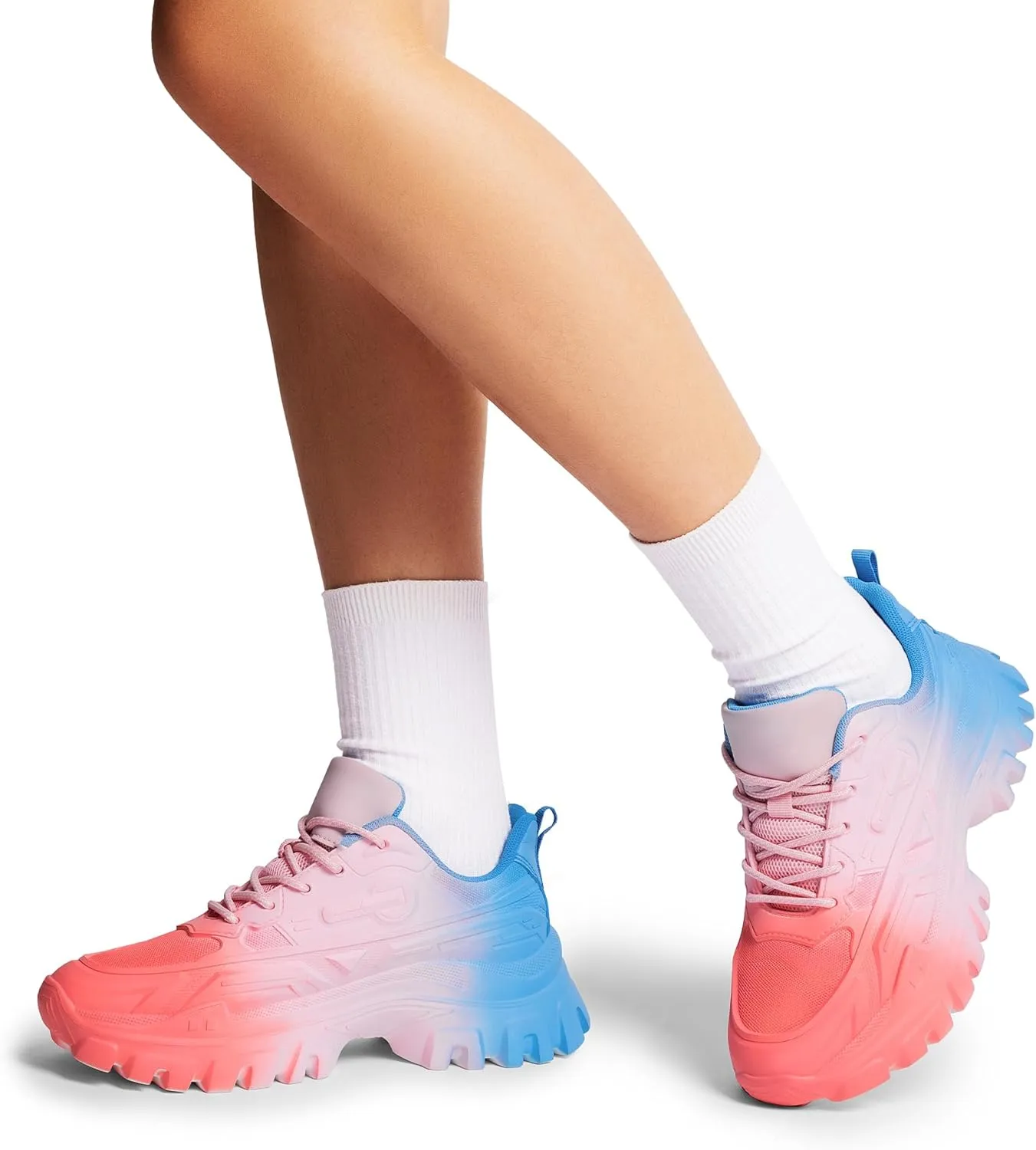 DREAM PAIRS Women Chunky Fashion Sneakers Platform Bold Lace-Up Comfortable Sneakers.
