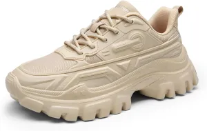 DREAM PAIRS Women Chunky Fashion Sneakers Platform Bold Lace-Up Comfortable Sneakers.