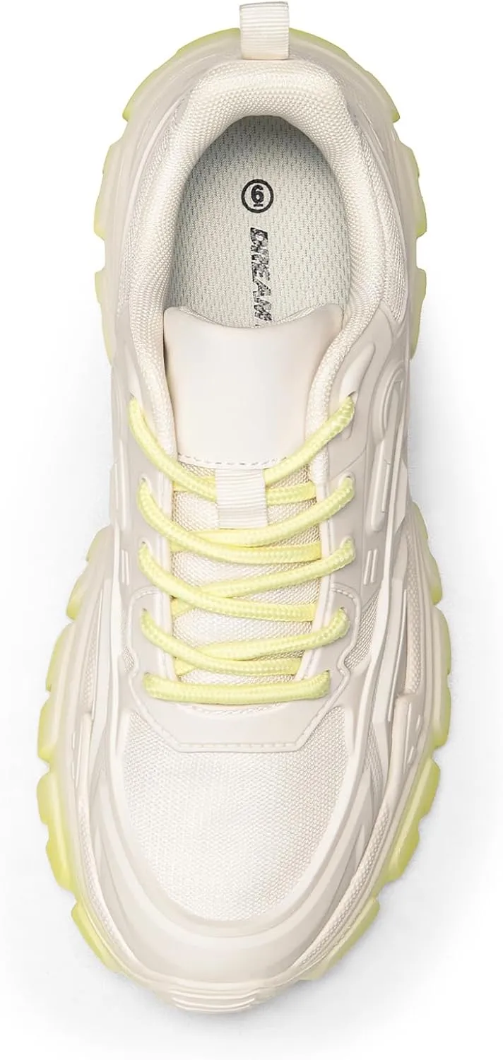 DREAM PAIRS Women Chunky Fashion Sneakers Platform Bold Lace-Up Comfortable Sneakers.