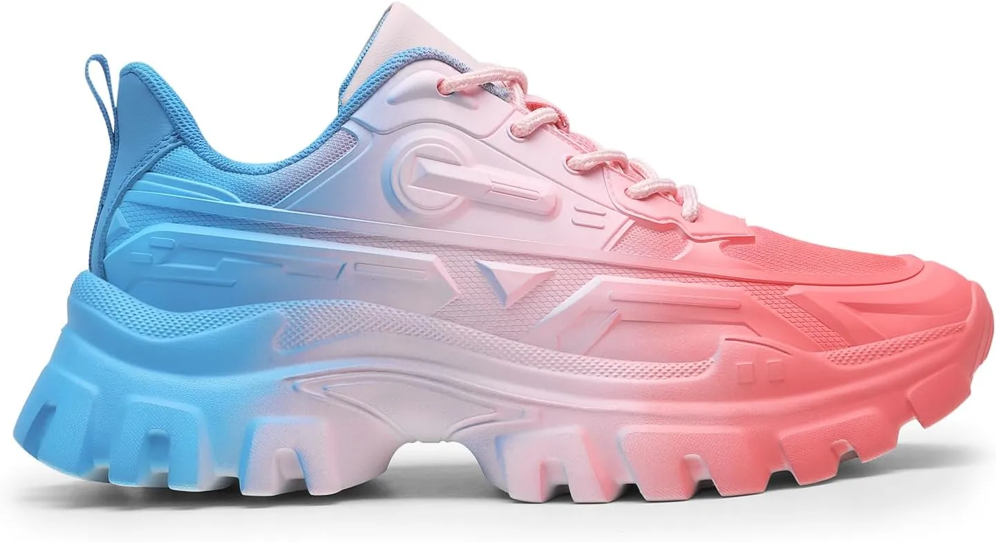 DREAM PAIRS Women Chunky Fashion Sneakers Platform Bold Lace-Up Comfortable Sneakers.