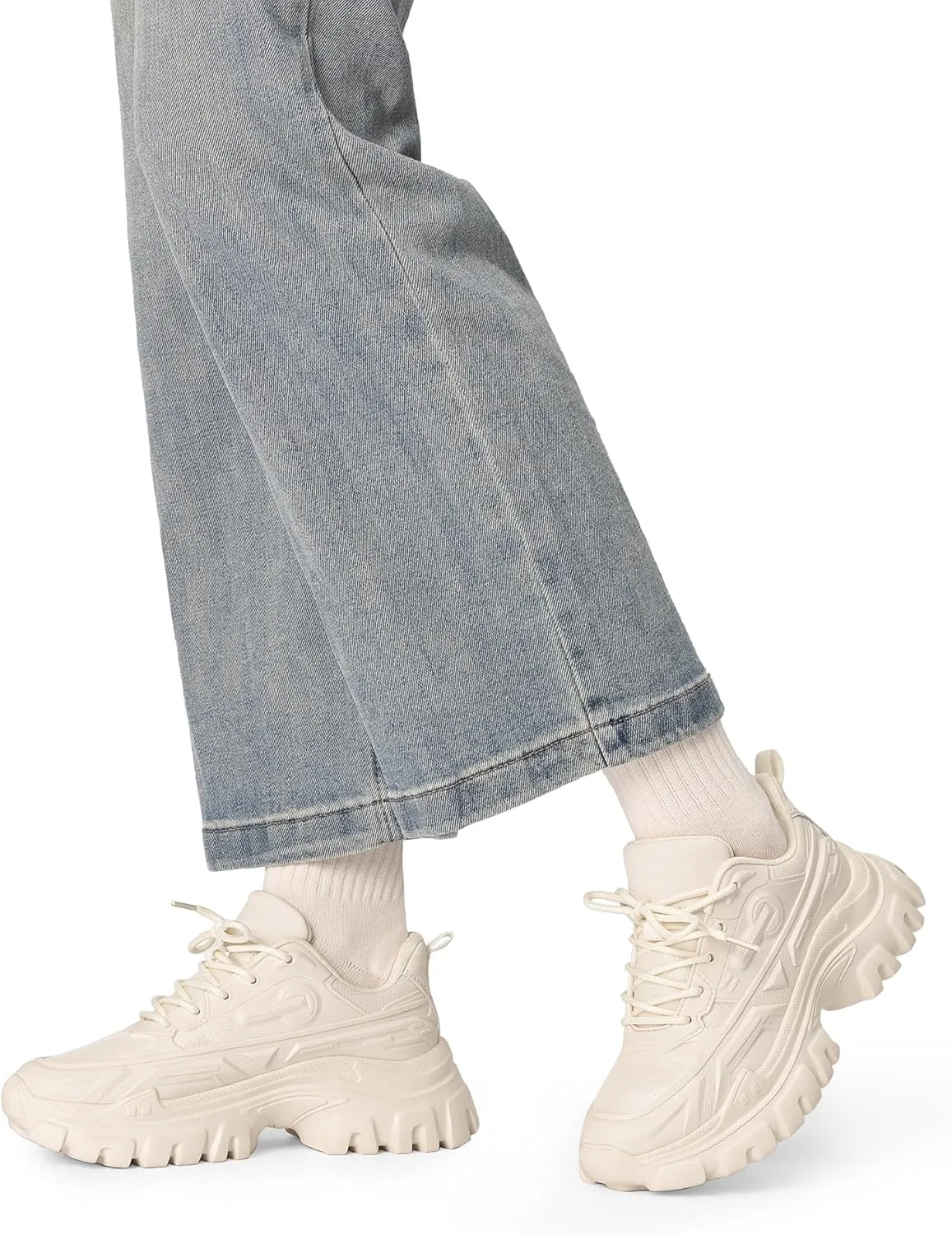 DREAM PAIRS Women Chunky Fashion Sneakers Platform Bold Lace-Up Comfortable Sneakers.